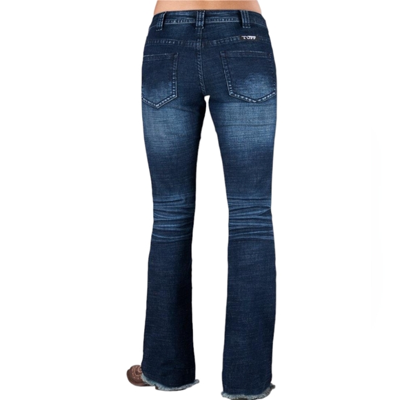 COWGIRL TUFF "Livin' On The Edge Trouser" flare stretch jeans sz 26x35L Tall - Picture 3 of 16